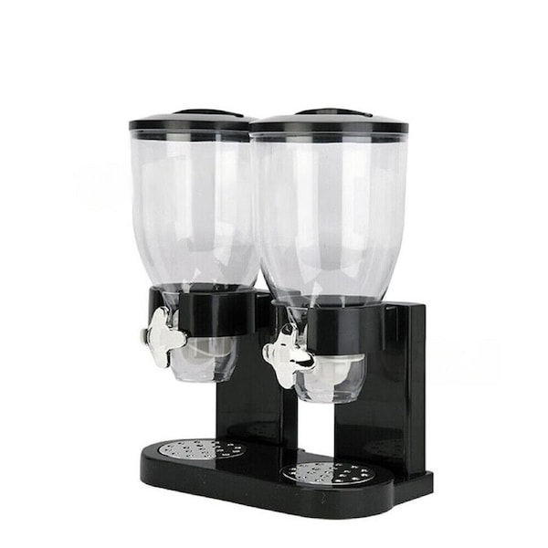 Dispensers Double Cereal Dispenser Dry Food Containers Black