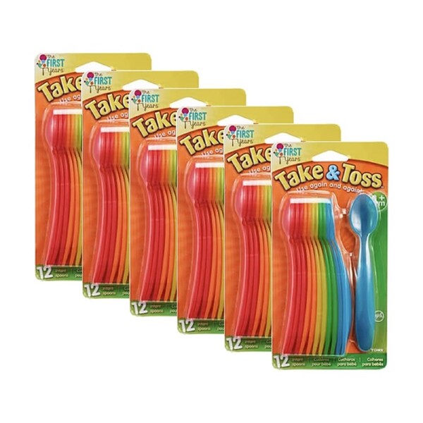 6x 12pc Take & Toss Infant Plastic Feeding Spoons Dishwasher Safe