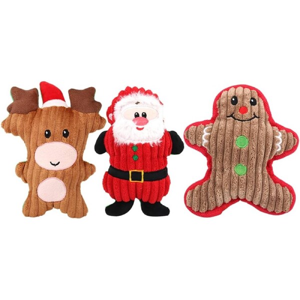 3 Pack Squeaky Interactive Plush Dog Chew Toy for Dogs