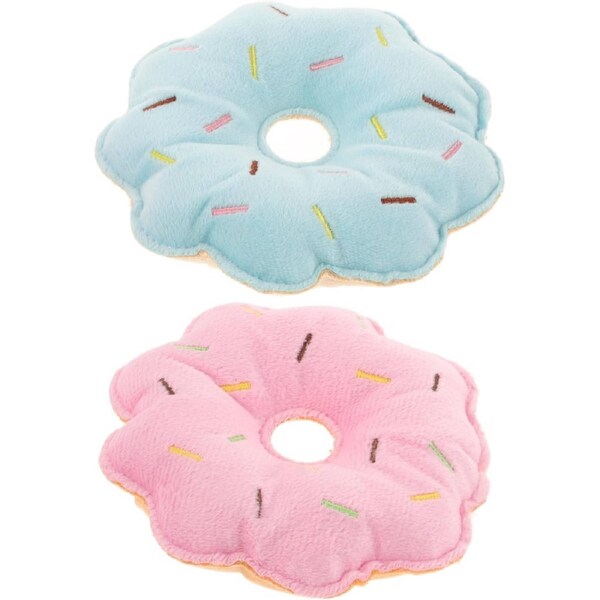 2 Pack Donut Interactive Plush Dog Chew Toy for Small Dogs