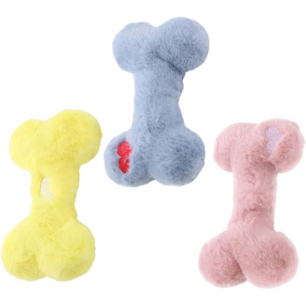 3 Pack Bone Squeaky Interactive Plush Dog Chew Toy for Puppies and Dogs for Indoor and Outdoor Play