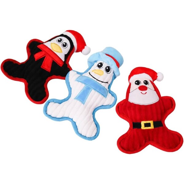 3 Pack Christmas Plush Squeaky Dog Chew Toy for Puppies and Dogs