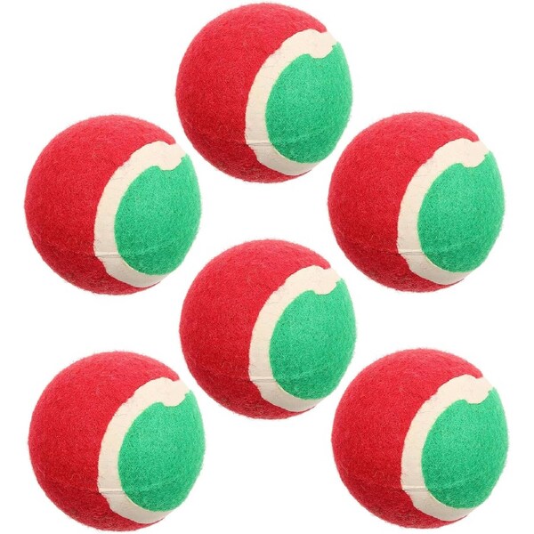 6 Pack Christmas Rubber Dog Tennis Balls for Puppies and Dogs for Outdoor Play