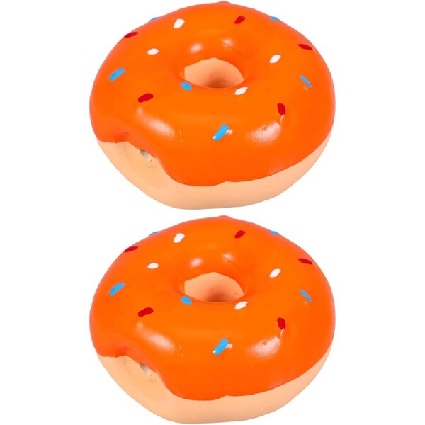 2 Pack Donut Squeaky Latex Dog Chew Toy for Small Dogs
