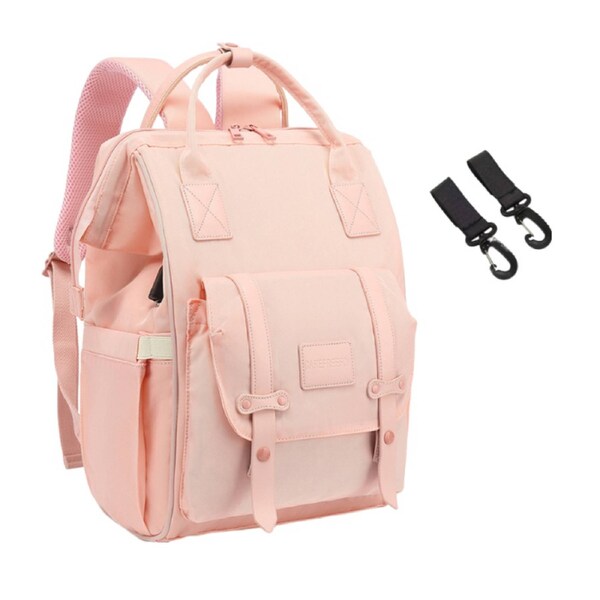 Anysort Mommy Diaper Bag Pink Backpack 2 Piece Set