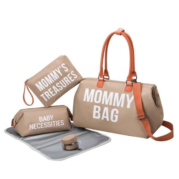 Anysort Mommy Diaper Bag Khaki 5 Piece Set With Changing Pad