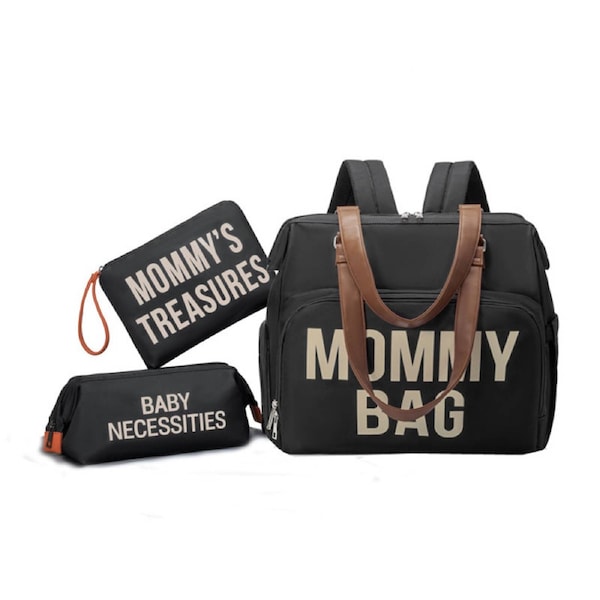 Anysort Mommy Diaper Bag Black 3 Piece Set