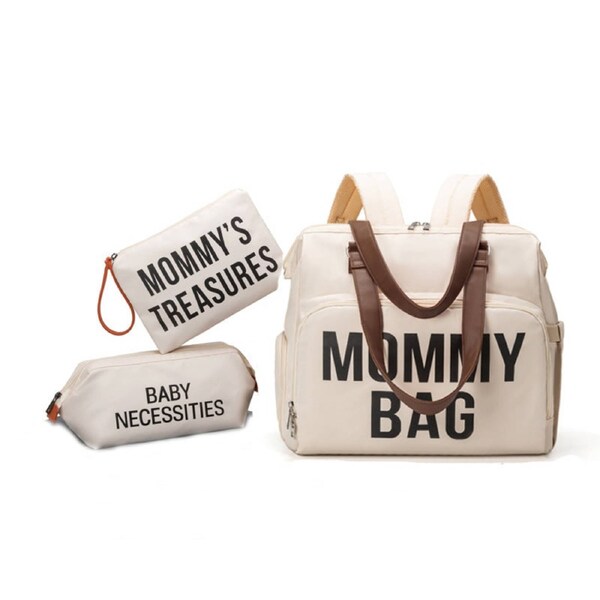 Anysort Mommy Diaper Bag White 3 Piece Set