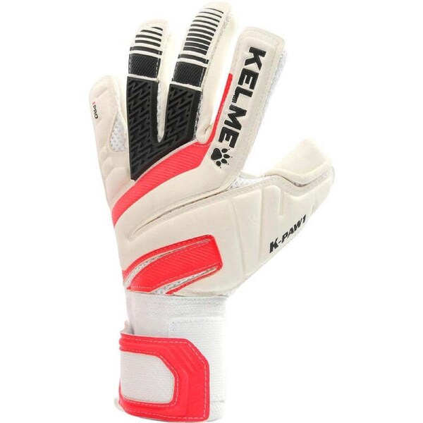KELME K-Paw1 Pro Goalkeeper Gloves Soccer Football in White/Red 10