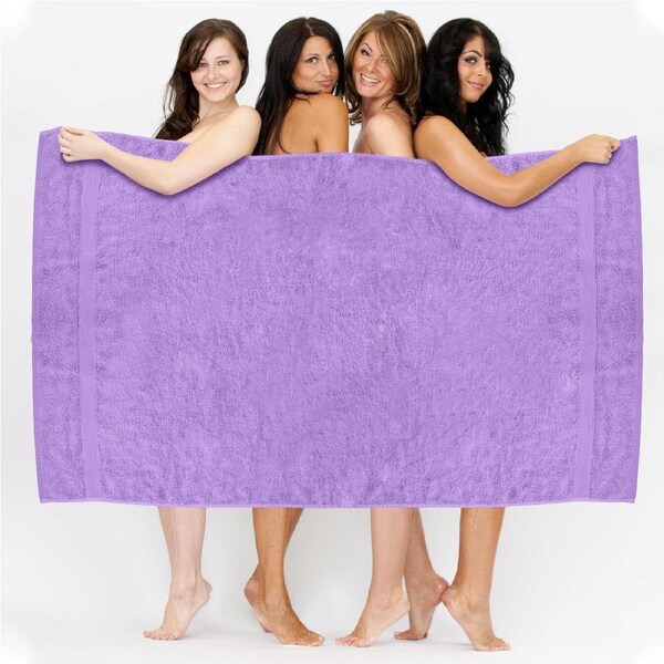 LINENOVA 2Pcs Jumbo Extra Large Bath Sheets Sets 90x180cm 8 Colors 550 GSM 100% Cotton Lavender