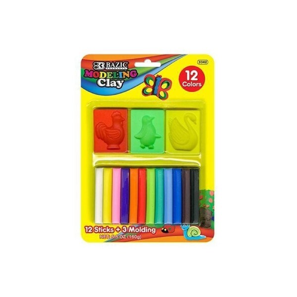 Bazic Craft Polymer Clay Soft Modelling Moulding Strip Plasticine DIY Toys Stick 15pcs