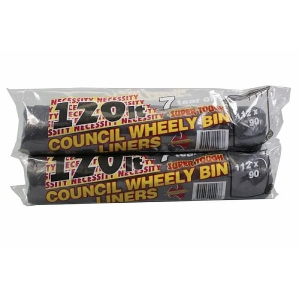 70pcs 120 Litre Wheelie Bin Liners Black Rubbish Garbage Bags Waste Clean Up Bag