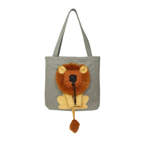 Anypet Dark Grey 35cm 3D Lion Pet Carrier Travel Tote Bag