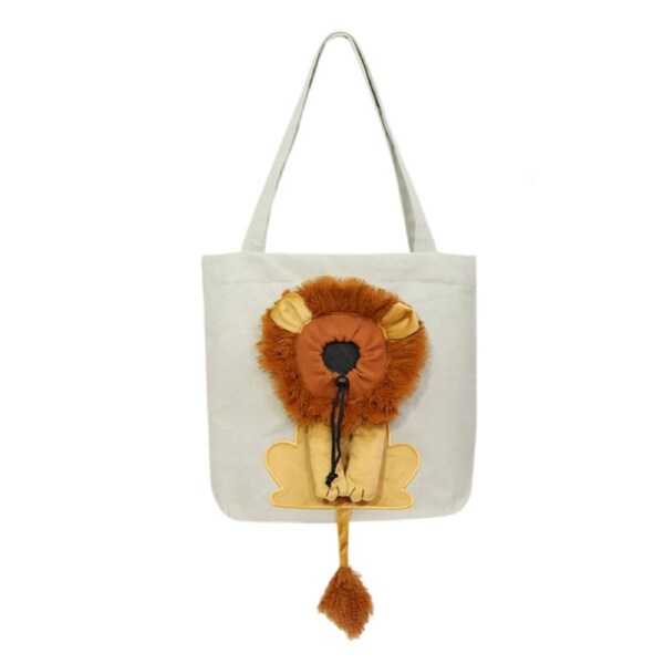 Anypet Light Grey 35cm 3D Lion Pet Carrier Travel Tote Bag