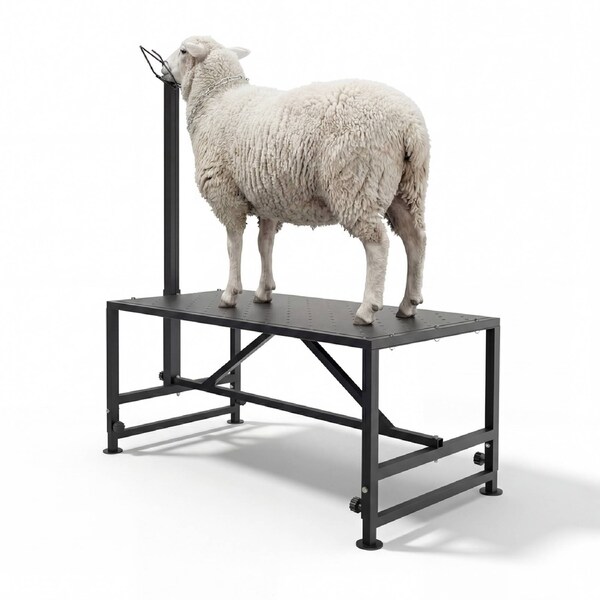 Advwin Goat Milking Stand 124 * 59 cm Metal Grooming Stand with 53-83cm Adjustable Height