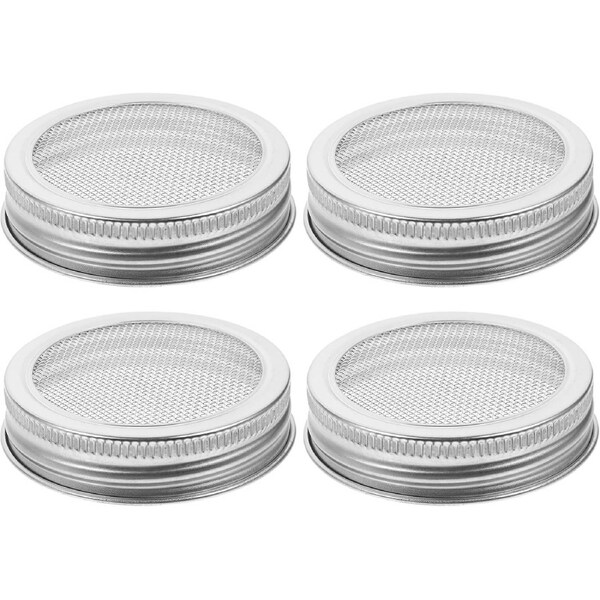 4Pcs Stainless Steel Sprouting Lids 70mm Mesh Jar Screens for Mason Jars, 304 Food-grade Metal Bean Sprouts Growing Kit for Home Canning and Seed Germination