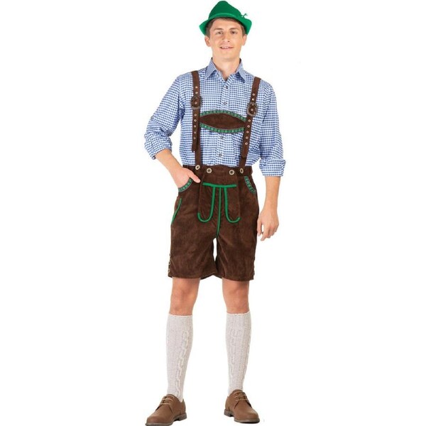 Kurt Deluxe Brown Lederhosen Mens Costume Extra Large