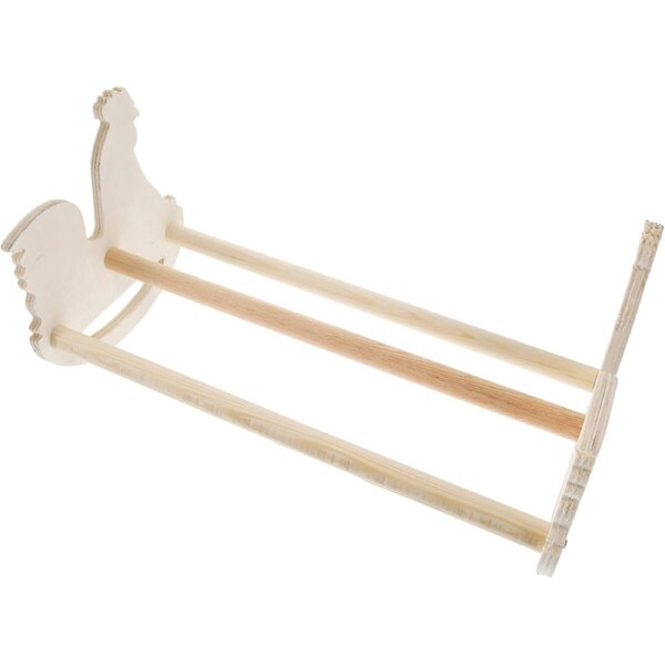 Velocity Wooden Chicken-shaped Stand for Poultry Playable Swing Wood chicken stand perch Beige