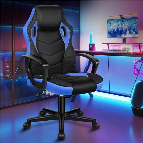 ALFORDSON Gaming Chair Racing Office Executive Computer Seat Work Black & Blue