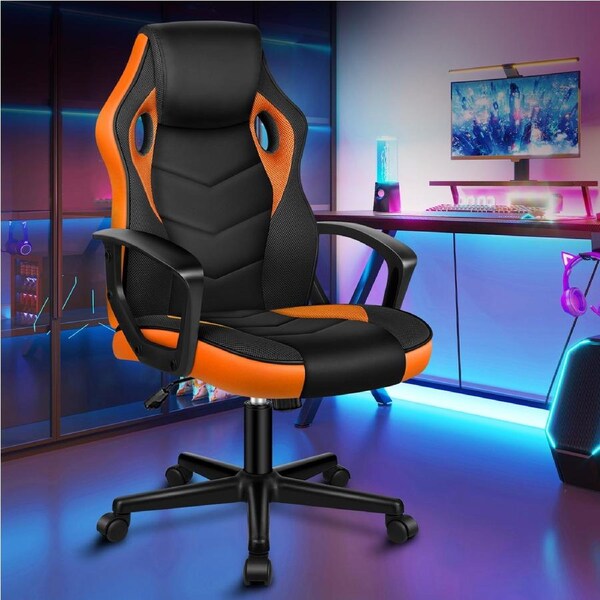 ALFORDSON Gaming Chair Racing Office Executive Computer Seat Work Black & Orange