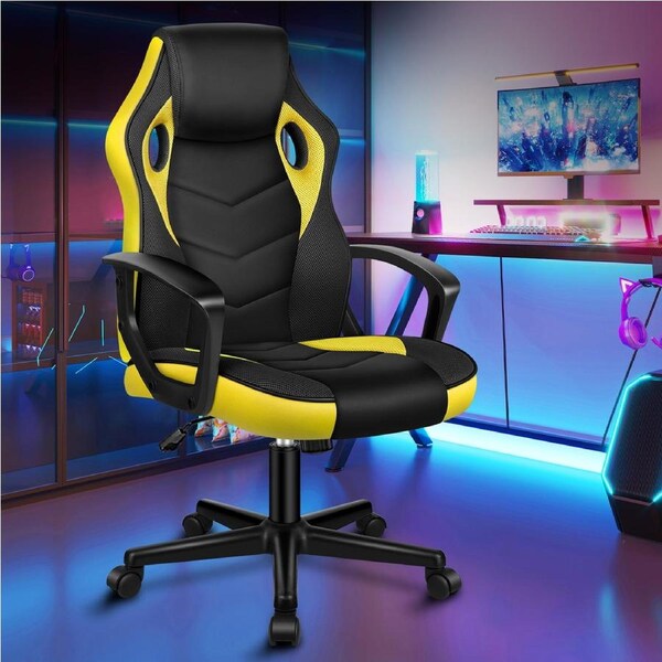 ALFORDSON Gaming Chair Racing Office Executive Computer Seat Work Black & Yellow