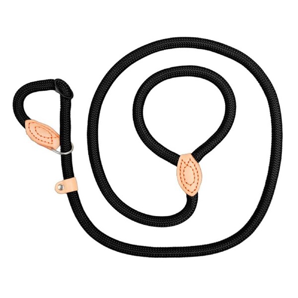Black Dog Leash 6mm x 1 5m PP Genuine Leather Heavy Duty for Walking Training