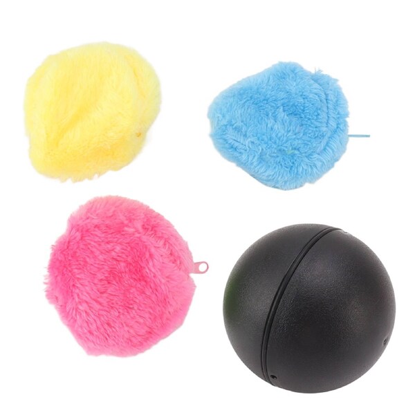Automatic Rolling Ball Pet Toy, Interactive Roller Ball with Plush Cover, Floor Cleaning