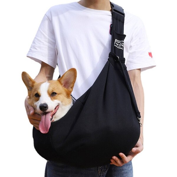 Adjustable Plaid Pet Carrier for Small Dogs Cats Black Breathable Polyester