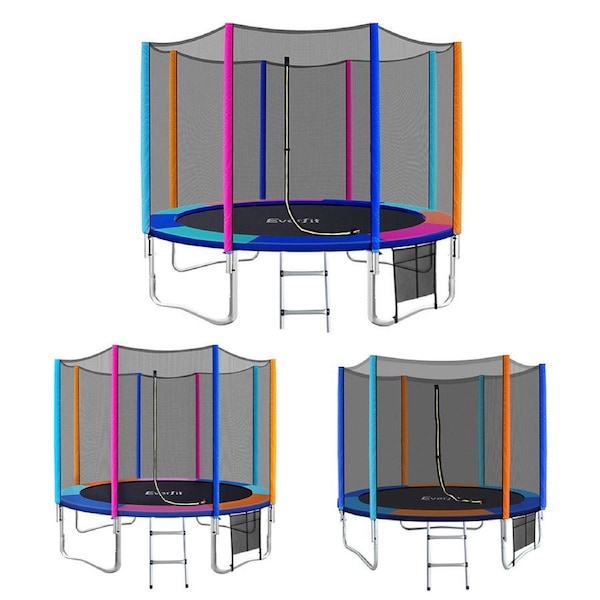 Everfit Trampoline 8/10/12FT Kids Trampolines Safety Net Pad Ladder Gift Round 8FT