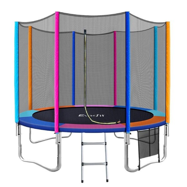 Everfit Trampoline 8/10/12FT Kids Trampolines Safety Net Pad Ladder Gift Round 10FT