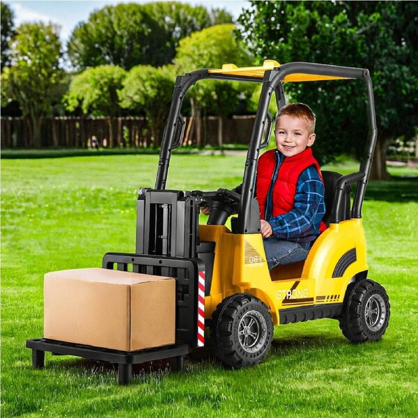 12V Rigo Electric Forklift Ride On Cars for Kids Loader Toys Cars Horn Remote Red
