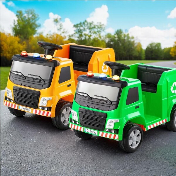 Rigo Ride On Car for Kids 12V Electric Truck Police Light Music Remote Toys Green
