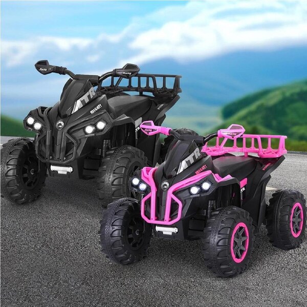 12V Kids Ride On Car ATV Rigo Electric Quad Motorbike Storage Rack Toys Black