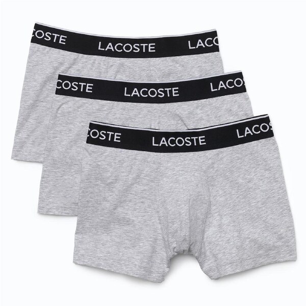 Lacoste Men's Casual Lifestyle Trunks 3 Pack Underwear Silver/Chine S
