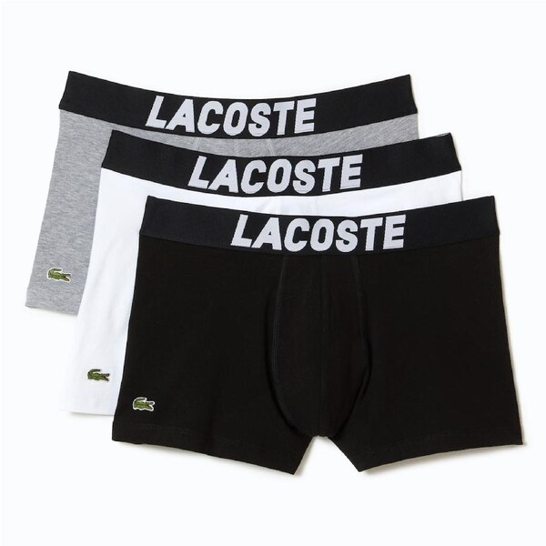 Lacoste Men's Logo Trunks 3 Pack Underwear Black/White L