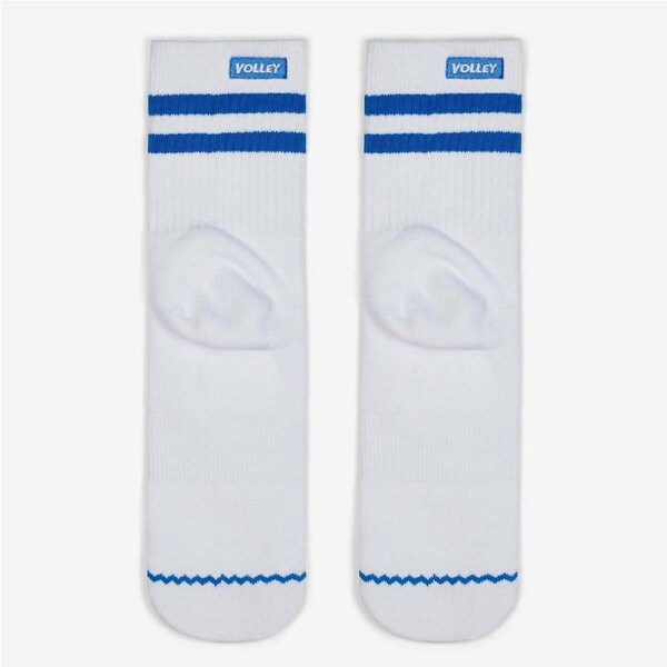 Volley Unisex Mid Socks Casual Tennis Combed Cotton in White/Blue M/L
