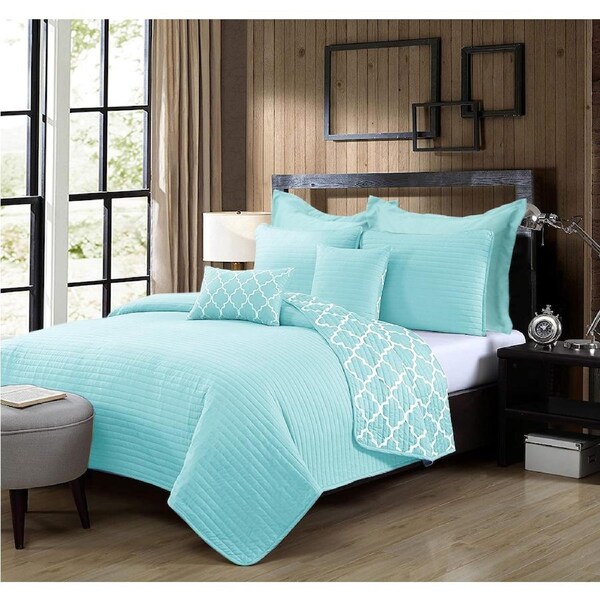 Ramesses 7 Piece Luxury Bamboo Blend Reversible Comforter Set Double / Sleet