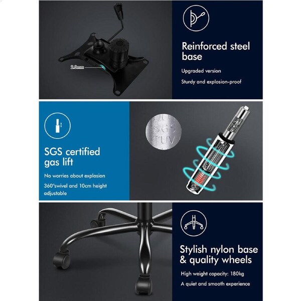 1 ALFORDSON Office Mesh Chair Executive Computer Gaming Fabric Seat Tilt White & Grey