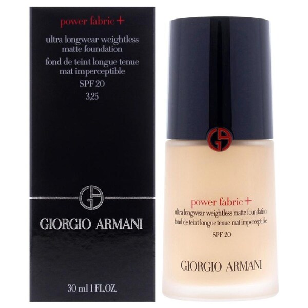 Power Fabric Plus Longwear Weightless Matte Foundation SPF 20 - 3.25 Light With Gold by Giorgio Armani for Women - 1 oz Foundation 1 oz
