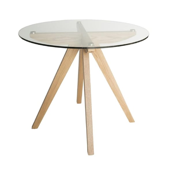 SK Designer Living - Amber Collection - Round Glass Dining Table - 90cm Natural
