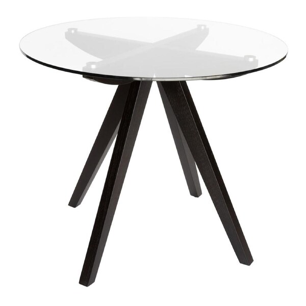 SK Designer Living - Amber Collection - Round Glass Dining Table - 90cm Black