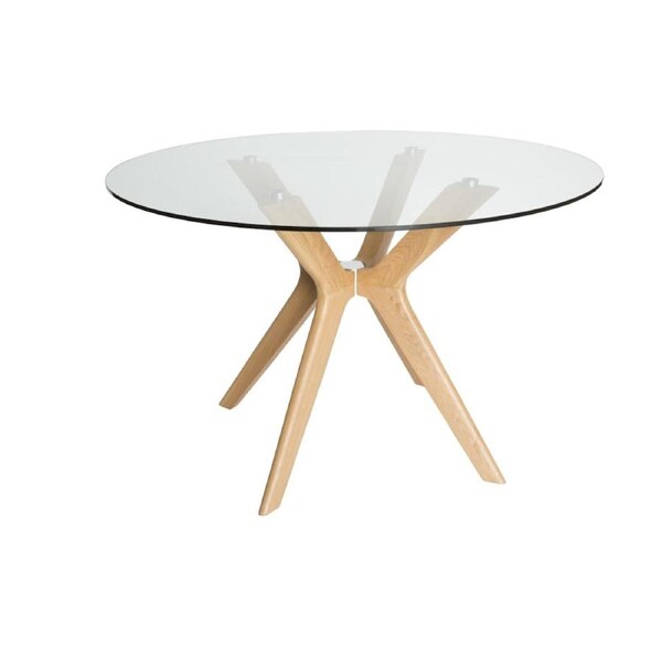 SK Designer Living - Doreen Collection - Round Glass Dining Table - 120cm Natural