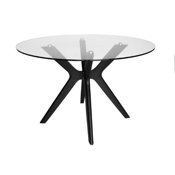 SK Designer Living - Doreen Collection - Round Glass Dining Table - 120cm Black