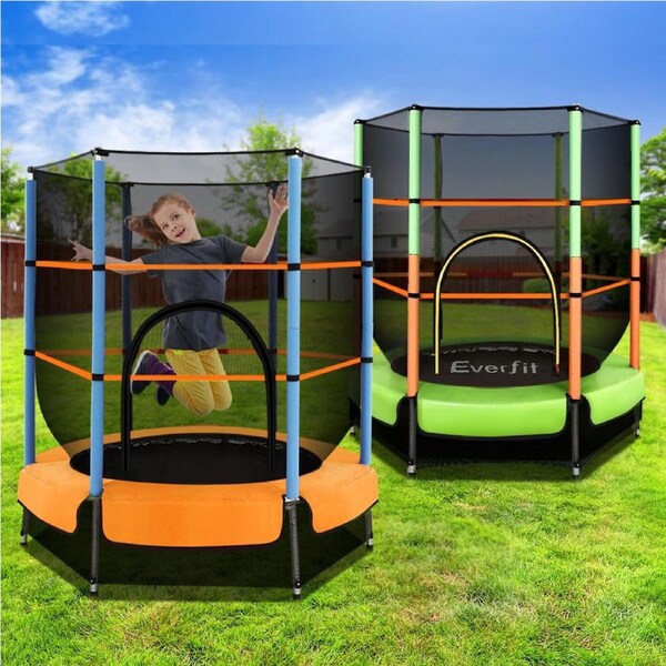 Everfit 4.5FT Trampoline for Kids w/ Enclosure Safety Net Rebounder Gift Green