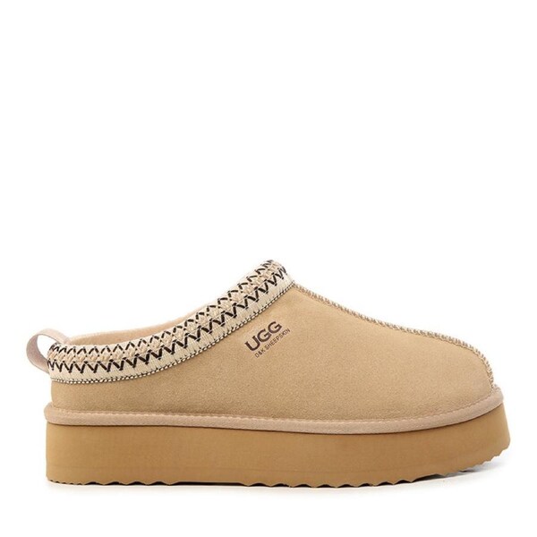 Platinum Tassie Platform Ugg Slippers Sand / US WOMEN 8 / US MEN 7 / AU LADIES 8 / AU MEN 6 / EU 39 / UK 6