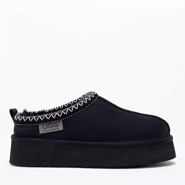Premium Tassie Platform Ugg Slippers Black / US WOMEN 5 / US MEN 4 / AU LADIES 5 / AU MEN 3 / EU 36 / UK 3