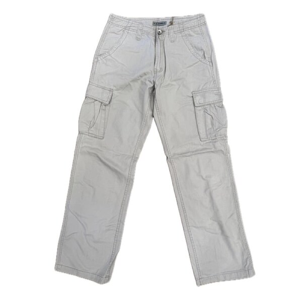 Mens 100% Cotton Cargo Pants Relaxed Easy Fit Straight Leg in Sand 30