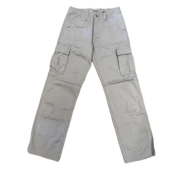 Mens 100% Cotton Cargo Pants Relaxed Easy Fit Straight Leg in Light Grey 30