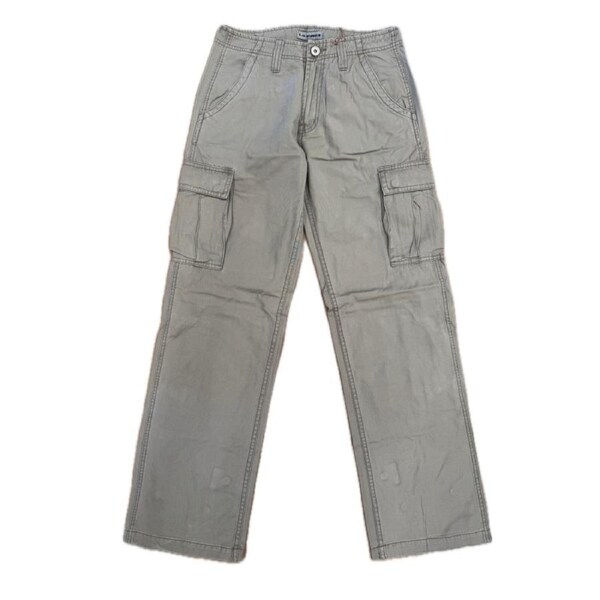 Mens 100% Cotton Cargo Pants Relaxed Easy Fit Straight Leg in Khaki 33