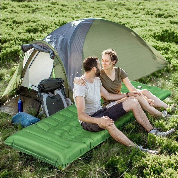 Mountview Self Inflating Camping Mattress w/ Pillow, Single/Double Air Bed Pad 12cm Thick Double-195cm x 132cm x 12cm